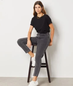 Jeans Im Mom-Schnitt, Hohe Taille, 100 % Baumwolle ANTHRAZIT 7 Jeans Im Mom-Schnitt, Hohe Taille, 100 % Baumwolle ANTHRAZIT -Etam Verkäufe 653731704 6