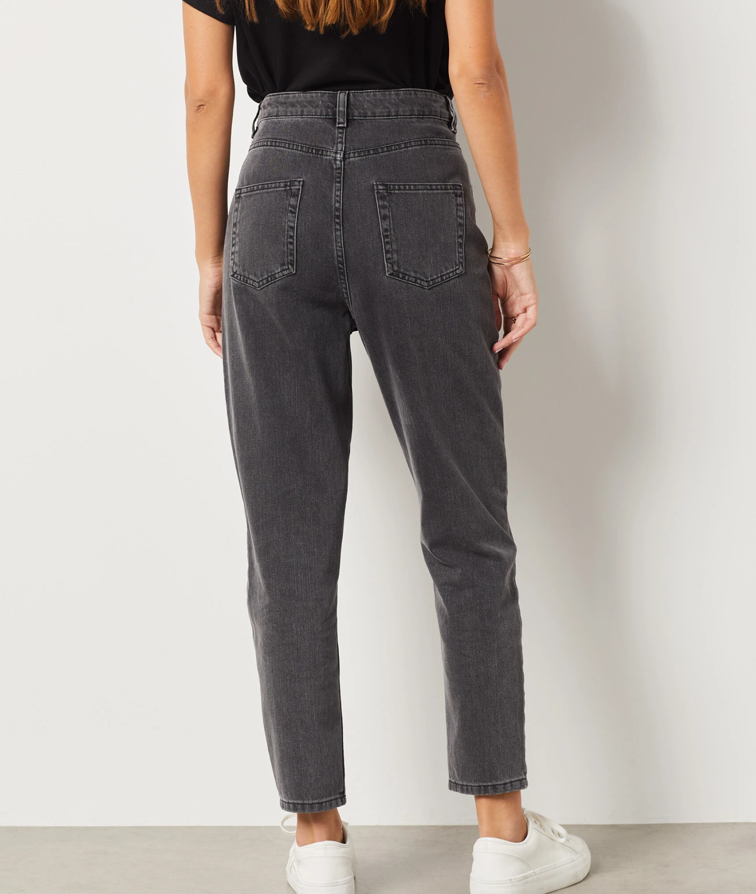 Jeans Im Mom-Schnitt, Hohe Taille, 100 % Baumwolle ANTHRAZIT 2 Jeans Im Mom-Schnitt, Hohe Taille, 100 % Baumwolle ANTHRAZIT – Bild 2