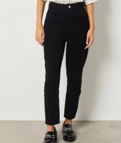 Jeans Mit Hoher Taille Im Karottenschnitt, 100 % Baumwolle SCHWARZ 10 Jeans Mit Hoher Taille Im Karottenschnitt, 100 % Baumwolle SCHWARZ -Etam Verkäufe 653731705 c