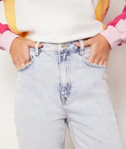 Jeans Im Mom-Schnitt, Hohe Taille, 100 % Baumwolle HIMMELBLAU -Etam Verkäufe 653731720 b