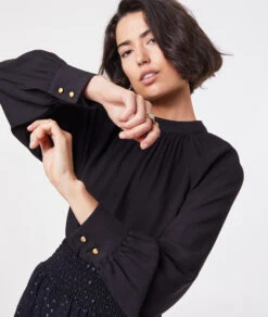 Bluse Mit Stehkragen SCHWARZ