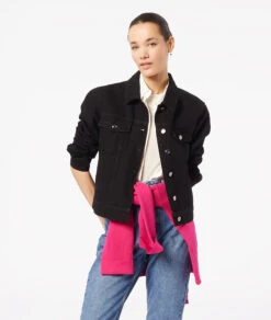 Schwarze Jeansjacke - Damen Blouson aus 100% Baumwolle