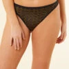 Eleganter Tanga aus besticktem Tüll in Schwarz mit Gold-Details -Etam Verkäufe 653763216 x