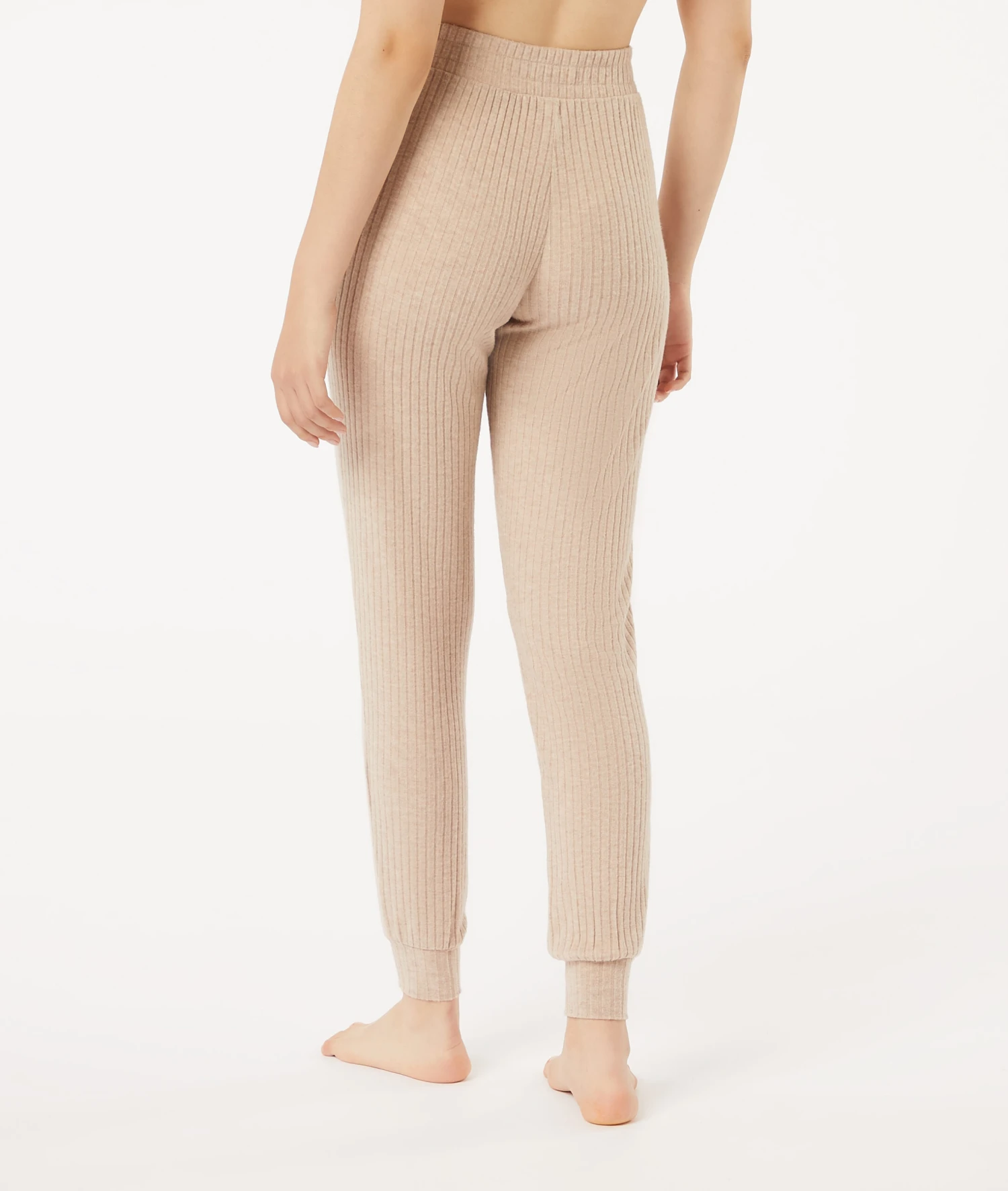 Kuschelige Damen Loungehose in Taupe - Weiche Jogginghose mit hoher Taille 2 Kuschelige Damen Loungehose in Taupe - Weiche Jogginghose mit hoher Taille – Bild 2