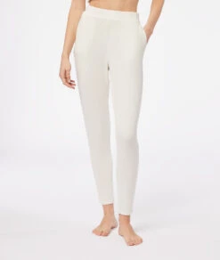 Beigefarbene Jersey-Pyjamahose mit hoher Taille und Komfort-Garantie