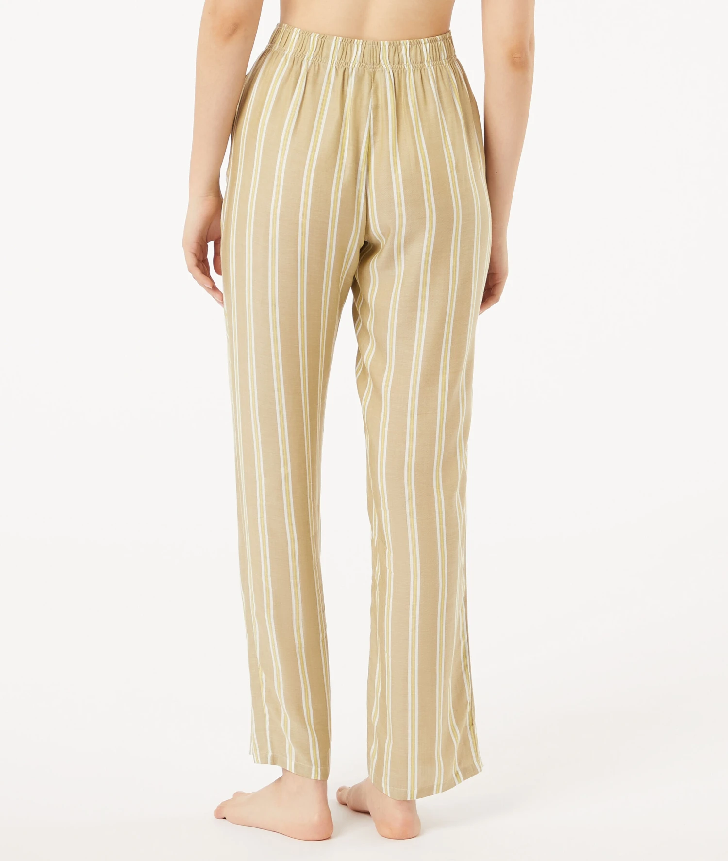 Damen Pyjamahose Gestreift - Weite Viskose Schlafhose | Anis Absinth 2 Damen Pyjamahose Gestreift - Weite Viskose Schlafhose | Anis Absinth – Bild 2