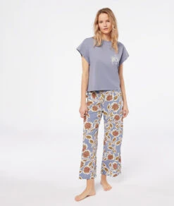 Elegante 7/8 Pyjamahose in Blau – Nachhaltige Viskose für erholsame Nächte -Etam Verkäufe 653777922 6