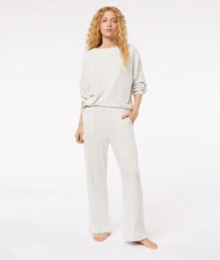 Gerippte Loungewear Hose mit ausgestelltem Bein – Hellgrau & Nachhaltig -Etam Verkäufe 653778302 6