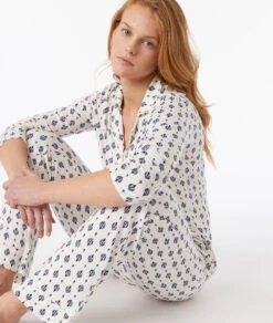 Leichte Pyjamahose in Ecru mit Kykladen-Print & Komfortbund -Etam Verkäufe 653778680 c