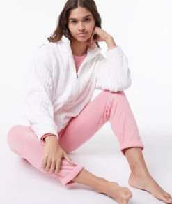 Flauschige Fleecejacke Perle mit Stehkragen & Reißverschluss