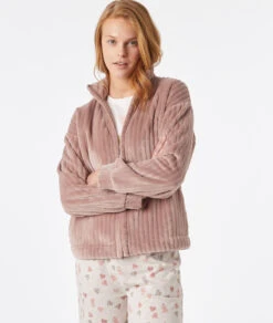 Damen Fleece-Jacke Taupe mit Reißverschluss & Taschen - Nachhaltig & Warm