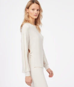 Beige Oversized Sweatshirt Damen - Nachhaltiges Loungewear & Pyjama Oberteil