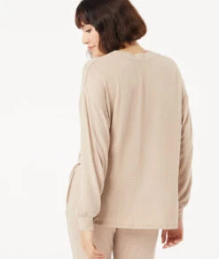 Kuscheliges Langarm Pyjama-Oberteil in Taupe mit Oversize-Schnitt -Etam Verkäufe 653780484 a