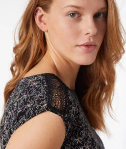 Damen Nachthemd Schwarz aus nachhaltiger Viskose mit Spitze -Etam Verkäufe 653785105 b