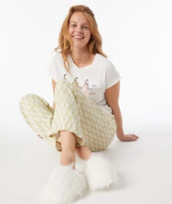 Kuschelige Damen Pantoffeln mit Kunstpelz & verstärkter Sohle - Weiß