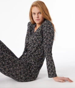 Damen Pyjamahose mit Floral-Print Schwarz - Weiche & Nachhaltige Schlafhose -Etam Verkäufe 653796605 c