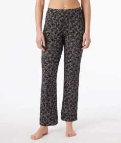 Damen Pyjamahose mit Floral-Print Schwarz - Weiche & Nachhaltige Schlafhose