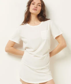 Klassisches Damen Nachthemd in Weiß – Weiche Baumwolle für erholsamen Schlaf