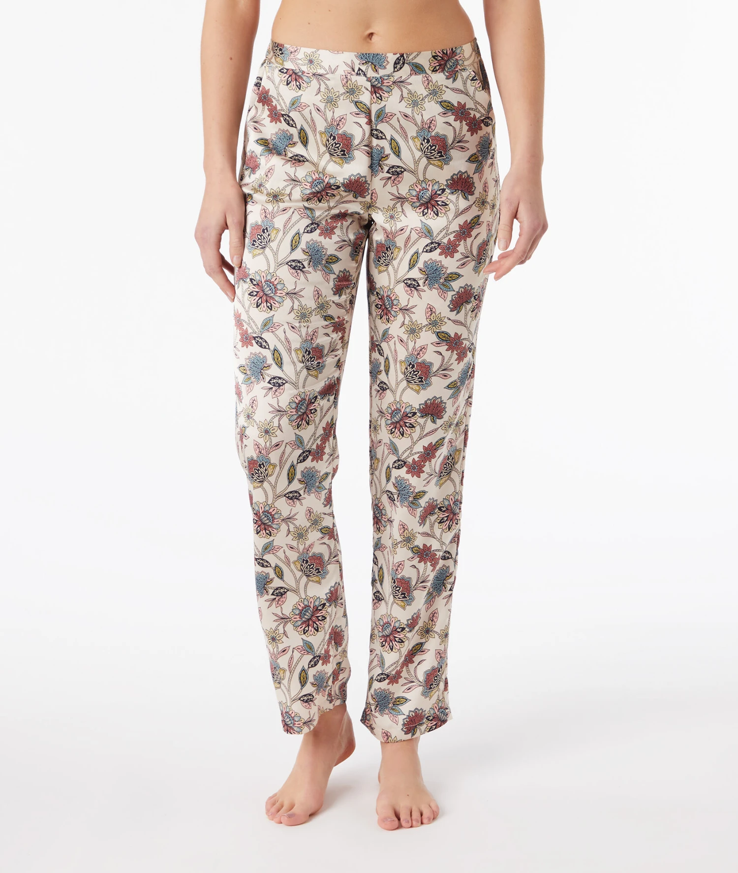 Grace Satin-Pyjamahose mit floralem Print 1 Grace Satin-Pyjamahose mit floralem Print