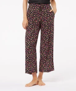 7/8-Pyjamahose Mit Print SCHWARZ