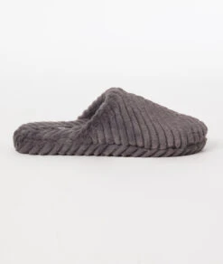 Cozy Faux Fur Mules – Anthracite Ribbed House Slippers -Etam Verkäufe 653798704 a
