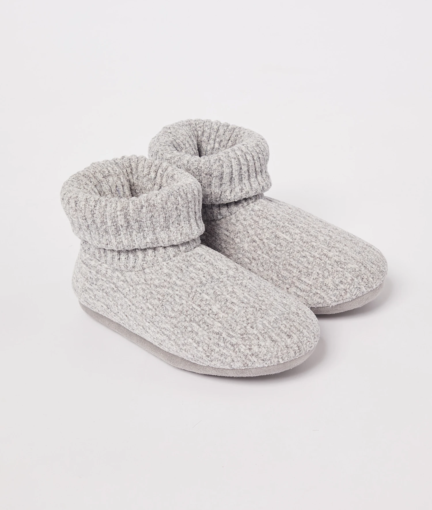 Kuschelige Haustiefel aus grobem Chenille-Strick – Hellgrau 3 Kuschelige Haustiefel aus grobem Chenille-Strick – Hellgrau – Bild 3