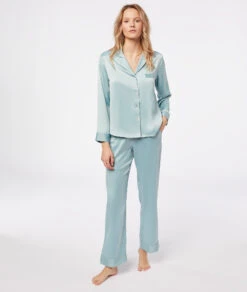 Catwalk Seidig Schimmernde Pyjamahose Blaue Lagune – Eleganter Satin-Style -Etam Verkäufe 653800028 6
