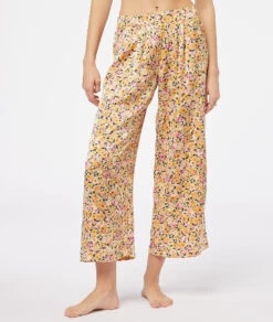 Elegante 7/8 Pyjamahose mit Floralem Print & Hohem Bund