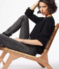 Pullover Aus Strick Mit Kordeldetails SCHWARZ