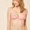 Triangel-BH ohne Bügel aus besticktem Tüll in Bonbonrosa