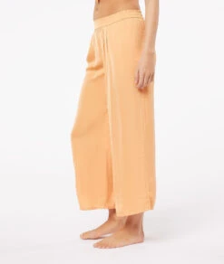 Joy® 7/8-Pyjamahose aus Satin in Apricot mit Print