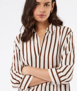 Gestreiftes Hemd Mit Langen Ärmeln EKRÜ 9 Gestreiftes Hemd Mit Langen Ärmeln EKRÜ -Etam Verkäufe 653809039 c