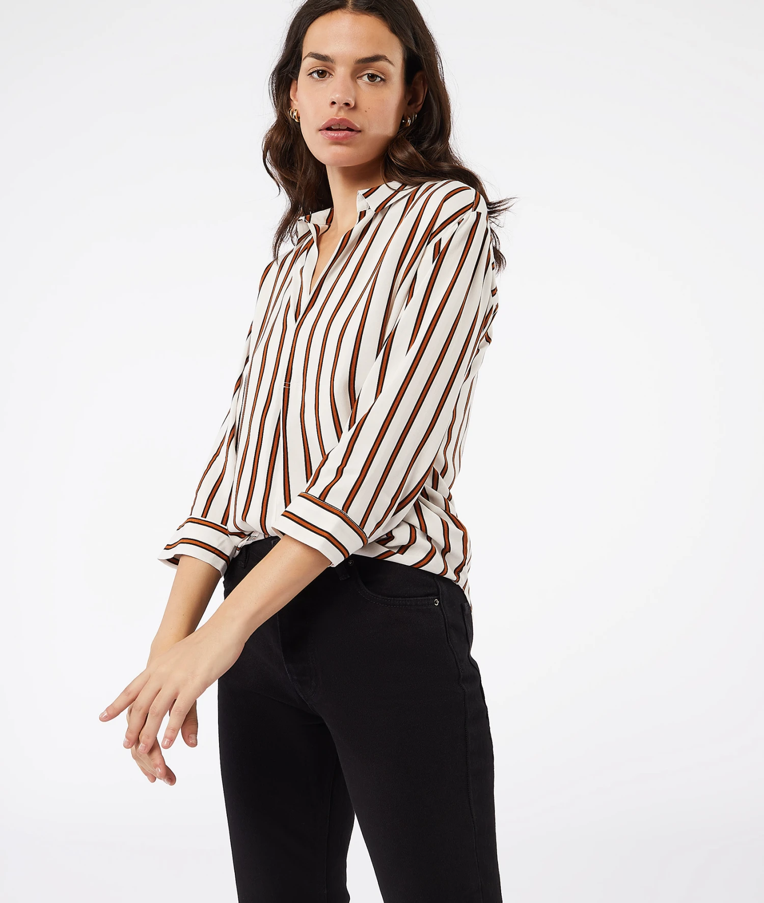 Gestreiftes Hemd Mit Langen Ärmeln EKRÜ 1 Gestreiftes Hemd Mit Langen Ärmeln EKRÜ