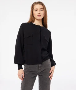 Bella Strickjacke Mit Taschen SCHWARZ
