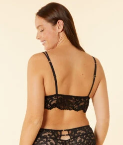 Schwarzes Spitzen-Bustier in Triangel-Form – Bequemer Halt ohne Bügel -Etam Verkäufe 653817705 c