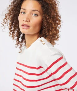 Gestreiftes Sweatshirt Aus Baumwollmischgewebe ROT