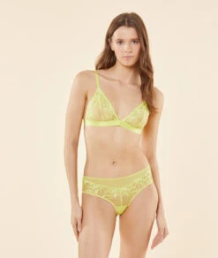 Damen Hipster aus Besticktem Tüll in Strahlendem Gelb