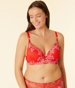 Push-up BH mit tiefem Ausschnitt - Zinnoberrot - Leicht gefütterter Schalen BH