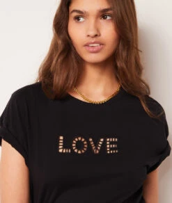 Top Mit Kurzen Ärmeln, Durchbrochen, „love“ SCHWARZ 8 Top Mit Kurzen Ärmeln, Durchbrochen, „love“ SCHWARZ -Etam Verkäufe 653823305 b
