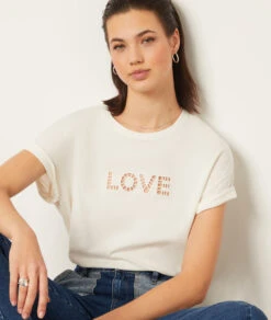 T-Shirt Mit Kurzen Ärmeln ECRU 7 T-Shirt Mit Kurzen Ärmeln ECRU -Etam Verkäufe 653823380 6