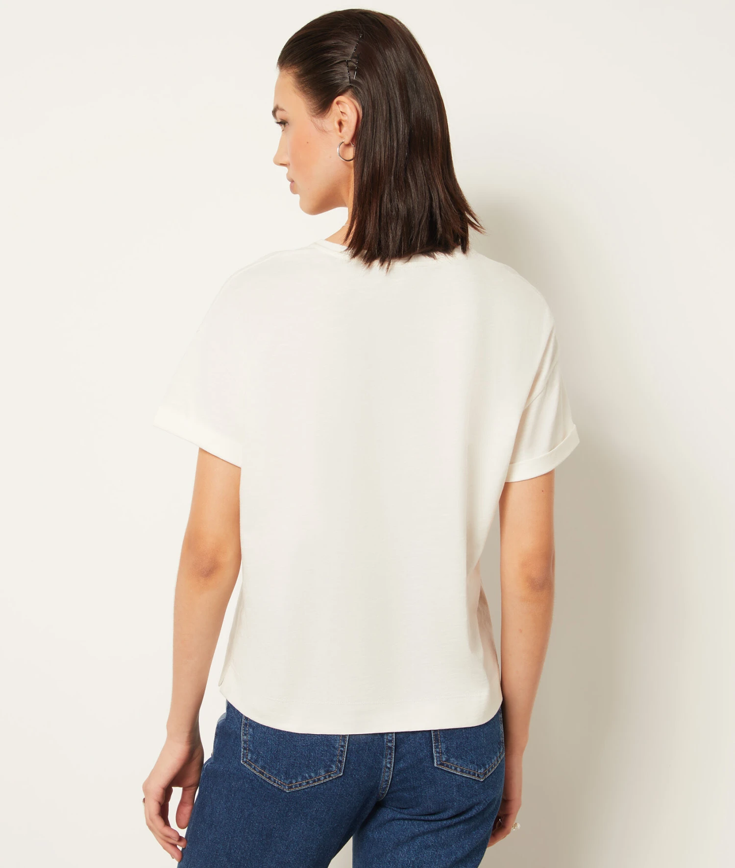 T-Shirt Mit Kurzen Ärmeln ECRU 2 T-Shirt Mit Kurzen Ärmeln ECRU – Bild 2