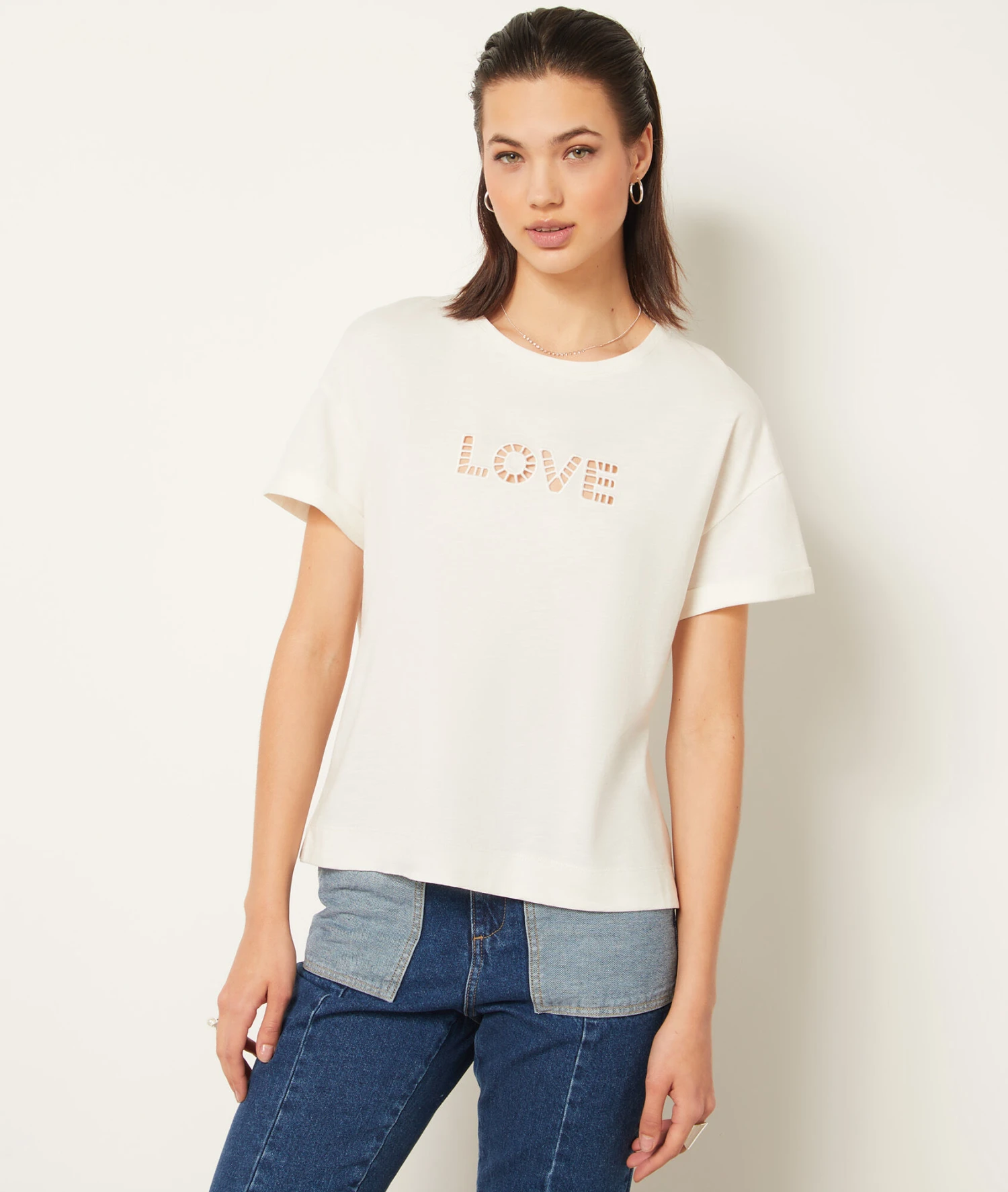 T-Shirt Mit Kurzen Ärmeln ECRU 5 T-Shirt Mit Kurzen Ärmeln ECRU – Bild 5