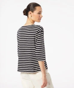 Gestreiftes T-Shirt Mit 3/4-Ärmeln SCHWARZ 6 Gestreiftes T-Shirt Mit 3/4-Ärmeln SCHWARZ -Etam Verkäufe 653827805 a