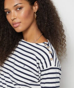 Gestreiftes T-Shirt Mit 3/4-Ärmeln MARINEBLAU -Etam Verkäufe 653827825 b