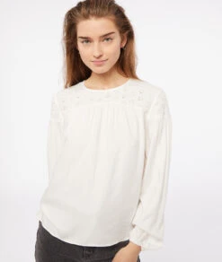 Bluse Mit Gestickten Details ECRU -Etam Verkäufe 653828680 c