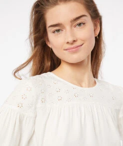 Bluse Mit Gestickten Details ECRU
