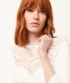 Damen T-Shirt mit Spitze & 3/4-Ärmeln - Elegantes Ecru Ripp-Top 8 Damen T-Shirt mit Spitze & 3/4-Ärmeln - Elegantes Ecru Ripp-Top -Etam Verkäufe 653833780 b