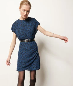 Kleid Mit Print Und Freiem Rücken MARINEBLAU