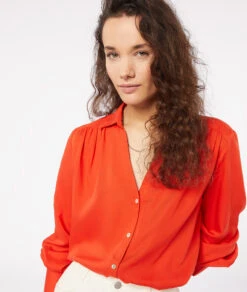 Fließende Hemdbluse ORANGE