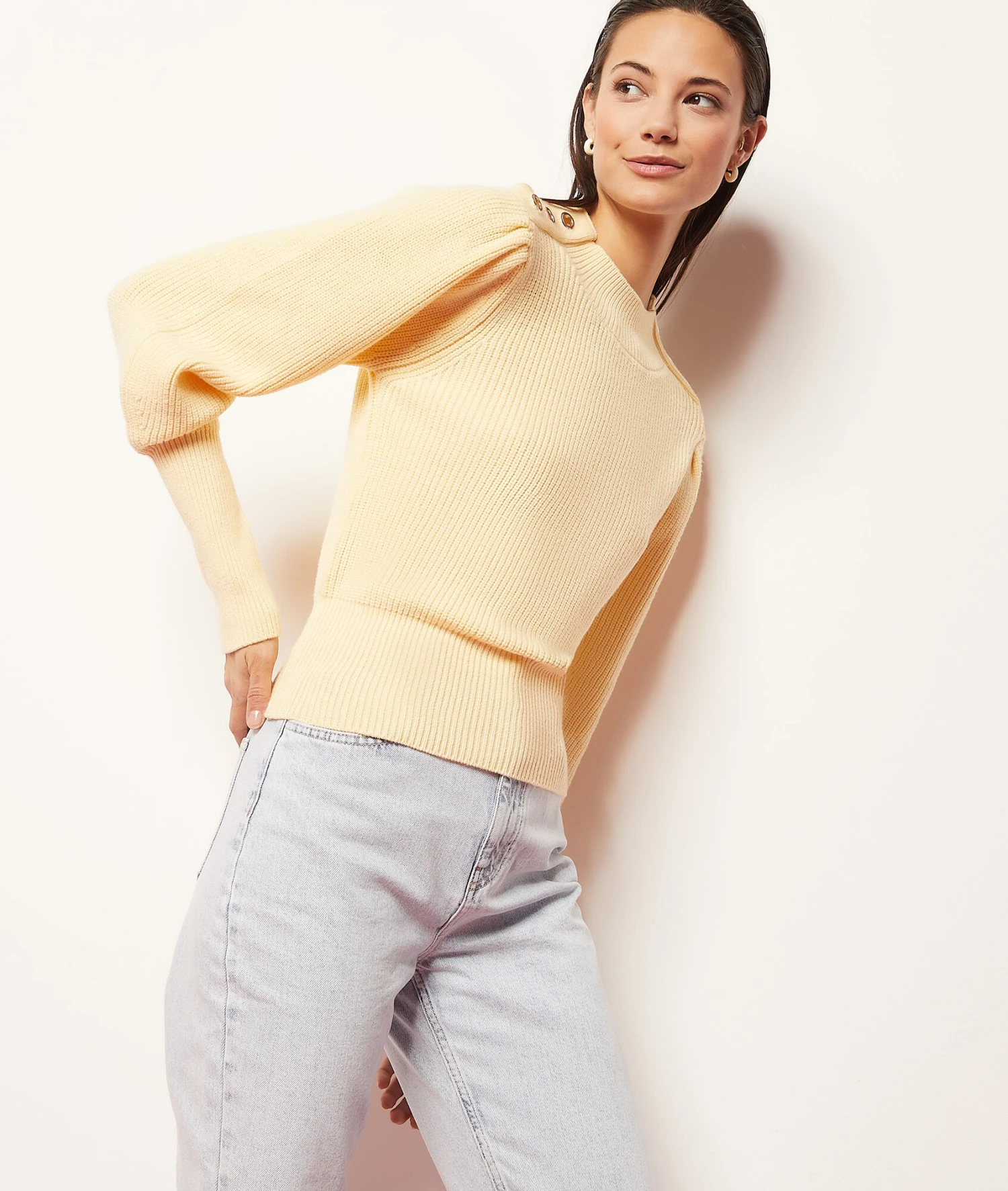 Pullover Aus Geripptem Strick BLASSGELB 1 Pullover Aus Geripptem Strick BLASSGELB